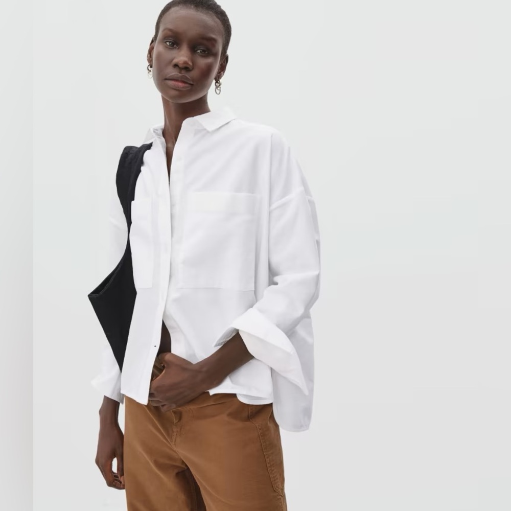 Everlane The Boxy Oxford white button down shirt Size S NWT